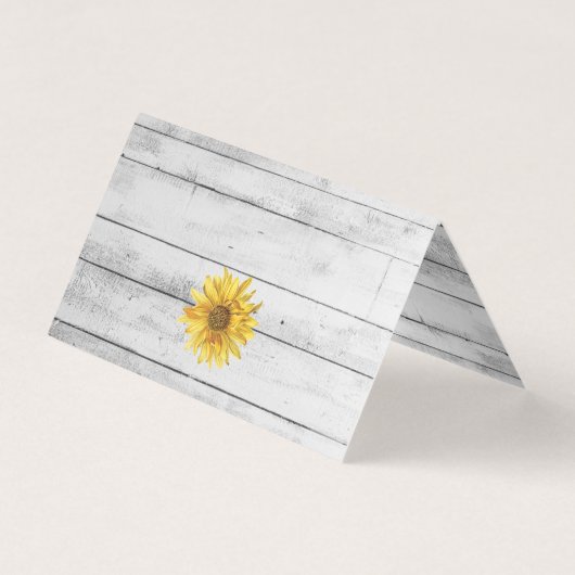 Rustieke Witte Houten Zonnebloemen Tafel No. Visitekaartje (Achterkant)