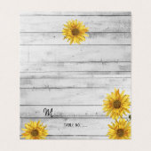 Rustieke Witte Houten Zonnebloemen Tafel No. Visitekaartje (Buitenkant ongevouwen)