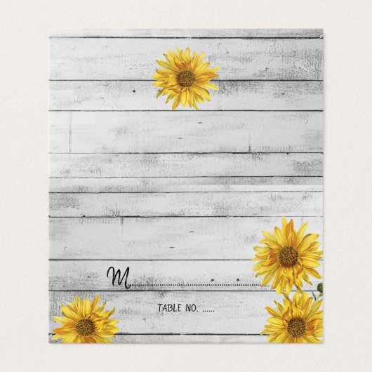 Rustieke Witte Houten Zonnebloemen Tafel No. Visitekaartje (Buitenkant ongevouwen)