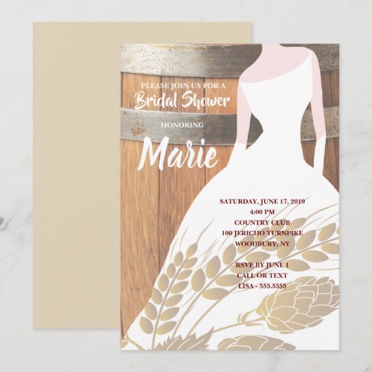 Rustieke witte jurk bier hop keg Vrijgezellenfeest Kaart (Voorkant / Achterkant)