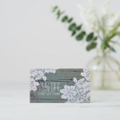 Rustieke witte kant Blauwgroen schuur hout korting Visitekaartje (Staand voorkant)