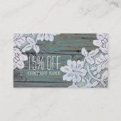 Rustieke witte kant Blauwgroen schuur hout korting Visitekaartje (Voorkant)
