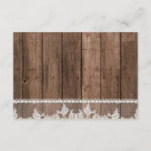 Rustieke witte kant- en houten ontvangstkaart informatiekaartje (Achterkant)