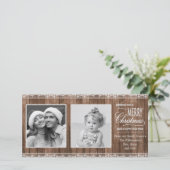 Rustieke Witte Kant & Hout Kerstmis Feestdagenkaart (Staand voorkant)