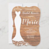 Rustieke Witte Kant Jurk Bruids Douche Uitnodiging (Voorkant)