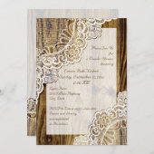 Rustieke witte kant op hout bruiloft koppels douch kaart (Voorkant / Achterkant)