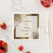 Rustieke witte kant op hout rustieke bruiloft servet (Insitu)