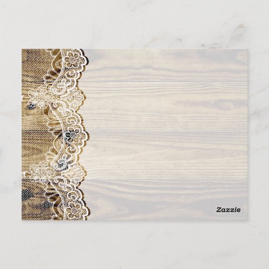 Rustieke witte kant op hout trouwtafel nummer briefkaart (Achterkant)