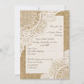 Rustieke witte kant op jute bruiloft koppels douch kaart (Voorkant)