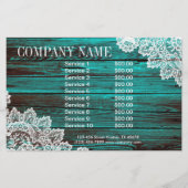 rustieke witte kant turquoise blauwe schuur hout f flyer (Achterkant)