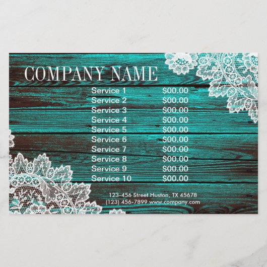 rustieke witte kant turquoise blauwe schuur hout f flyer (Achterkant)