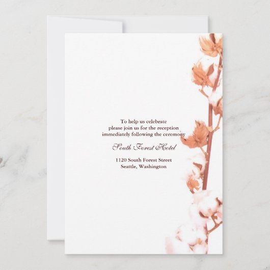 Rustieke witte katoenen bruiloft kaart (Achterkant)