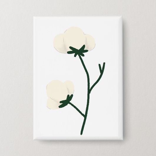 Rustieke witte katoentak botanisch cadeau button (Voorkant)
