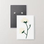 Rustieke witte katoentak botanisch cadeau button (Voorkant / Achterkant)