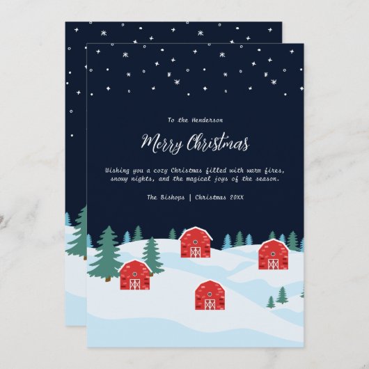 Rustieke witte kerst feestdagenkaart (Voorkant / Achterkant)