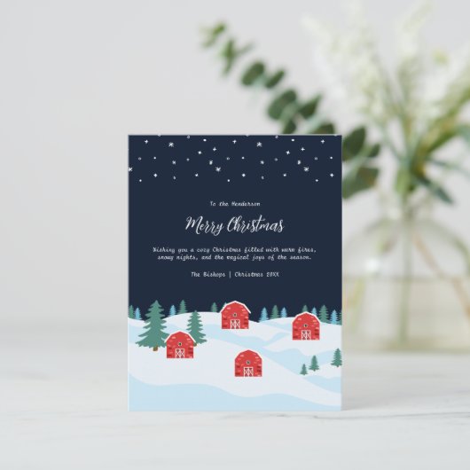 Rustieke witte kerst feestdagenkaart (Staand voorkant)