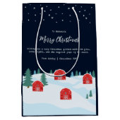 Rustieke witte kerst medium cadeauzakje (Voorkant)