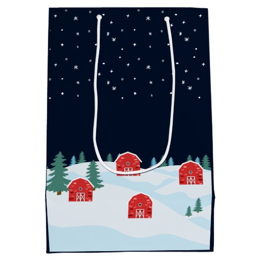 Rustieke witte kerst medium cadeauzakje (Achterkant)