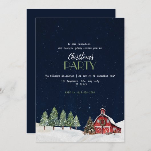 Rustieke Witte Kerststal Uitnodiging (Voorkant / Achterkant)