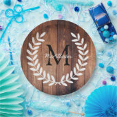 Rustieke witte land laurels schuur hout papieren bordje (Feest)