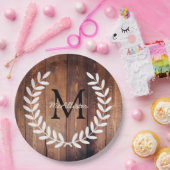 Rustieke witte land laurels schuur hout papieren bordje (Feest)