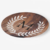 Rustieke witte land laurels schuur hout papieren bordje (Gekanteld)