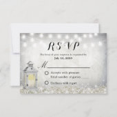 Rustieke Witte Lantaarn Baby's Breath Bloemen RSVP Kaartje (Voorkant)