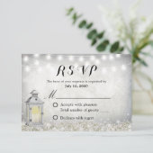 Rustieke witte lantaarn Baby's Breath bloemstuk RS RSVP Kaartje (Staand voorkant)