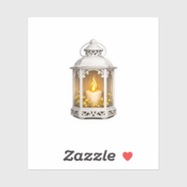 Rustieke Witte Lantaarn Glowende Kaars Gouden Bess Sticker