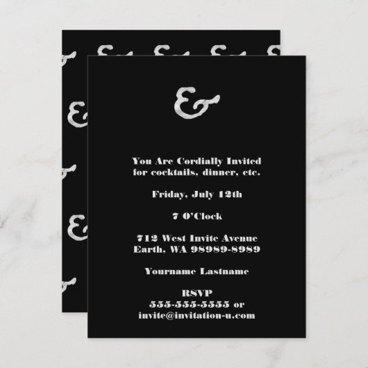 Rustieke witte Letterpress Ampersand Kaart (Voorkant / Achterkant)