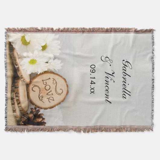 Rustieke witte madeliefjes Woodland bruiloft aande Deken (Voorkant)