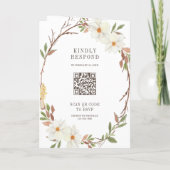 Rustieke Witte Magnolia Bloem QR Code Trouwdag (Achterkant)