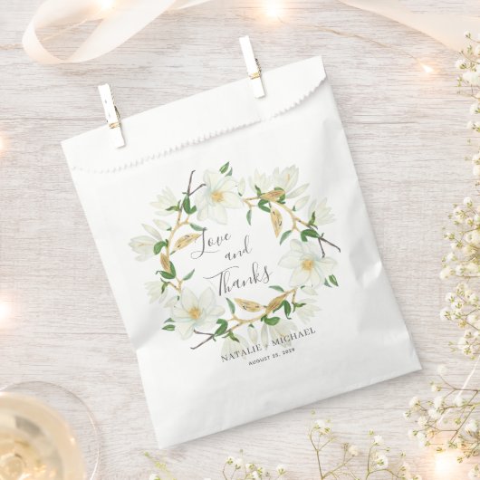 Rustieke witte Magnolia krans aangepaste bruiloft Bedankzakje (Geknipt)