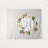 Rustieke Witte Magnolia Roze Bloemen Huwelijk Acht Wandkleed (Voorkant (horizontaal))