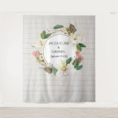 Rustieke Witte Magnolia Roze Bloemen Huwelijk Acht Wandkleed (Voorkant)