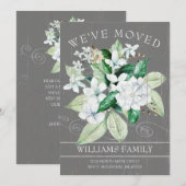 Rustieke Witte Magnolia Waterverf Bloemen Bewegen Aankondiging (Voorkant / Achterkant)