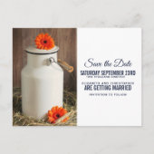 Rustieke Witte Melkkruik met Bloemen Save the Date Briefkaart (Voorkant)