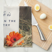 Rustieke Witte Melkkruik met Bloemen Theedoek (Quarter Fold)