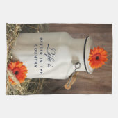 Rustieke Witte Melkkruik met Bloemen Theedoek (Horizontaal)