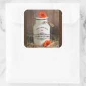 Rustieke Witte Melkkruik met Oranje Bloemen Keuken Vierkante Sticker (Tas)