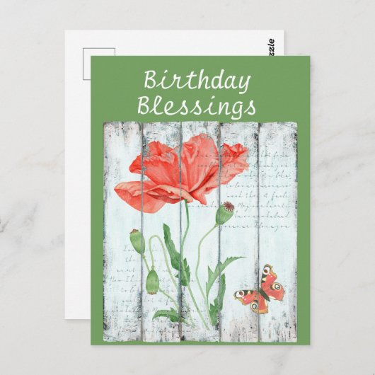 Rustieke Witte Omheining Bloemige Inspirerende Ver Briefkaart (Voorkant / Achterkant)