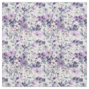 Rustieke Witte Paarse Botanische Vintage Bloemen Stof