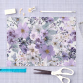 Rustieke Witte Paarse Vintage Boho Bloem Tissuepapier (Craft)