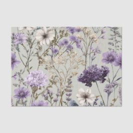 Rustieke Witte Paarse Vintage Boho Bloem Tissuepapier