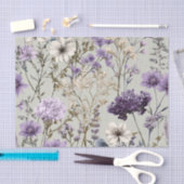 Rustieke Witte Paarse Vintage Boho Bloem Tissuepapier (Craft)