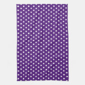 Rustieke witte polka stippen Retro Royal Paarse Theedoek (Verticaal)