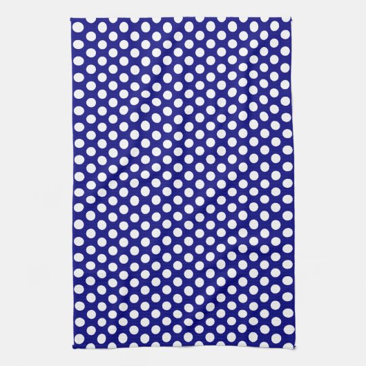 Rustieke witte polka stippen Sjabloon marineblauw Theedoek (Verticaal)