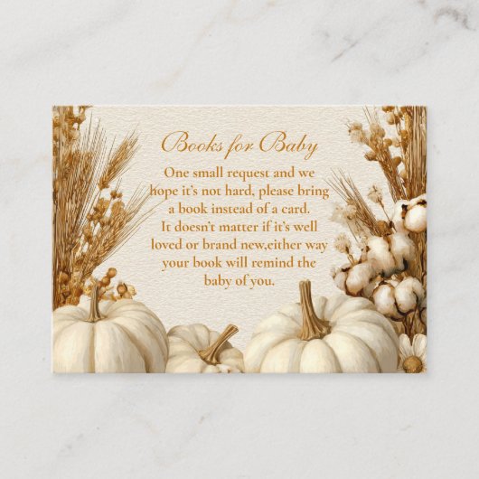 Rustieke Witte Pompoen Boeken voor Baby Informatiekaartje (Voorkant)