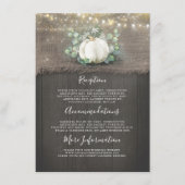 Rustieke witte pompoen bruiloft details informatie informatiekaartje (Voorkant)