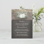 Rustieke witte pompoen bruiloft details informatie informatiekaartje (Staand voorkant)